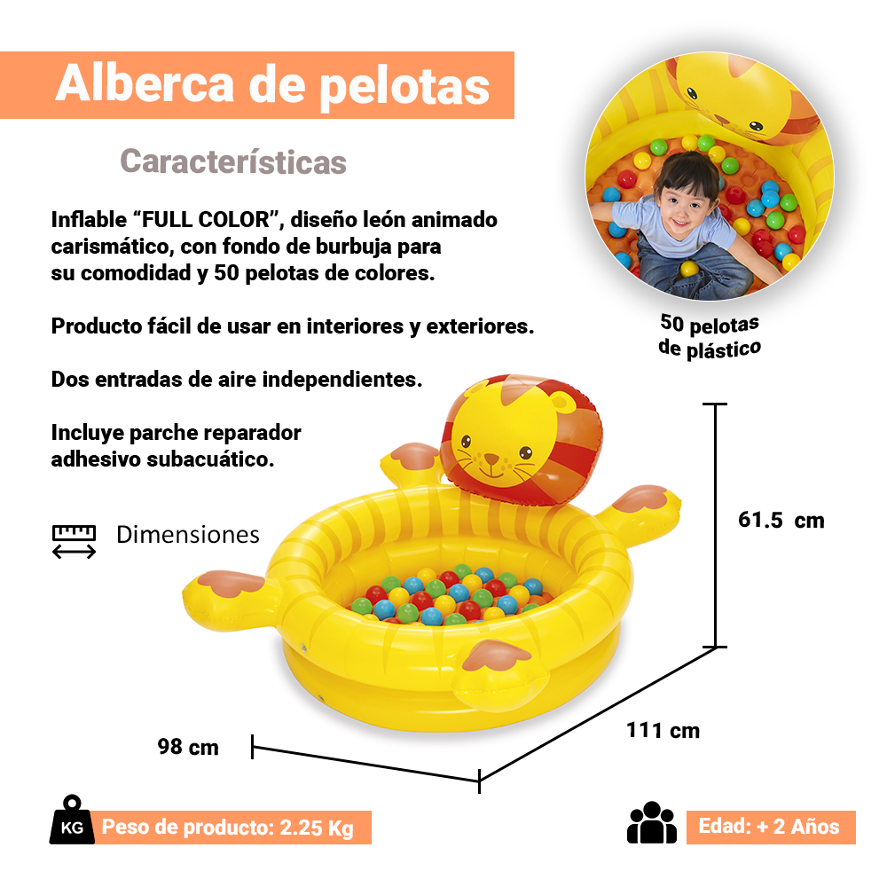 Alberca De Pelotas Piscina Infable Para Niños Diseño Leon