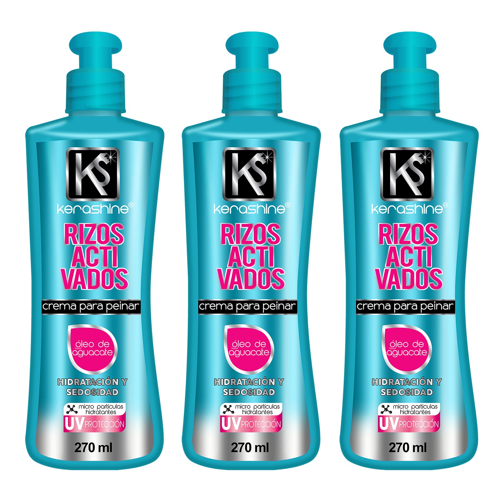 kerashine crema para peinar rizos activados 270 -3pz