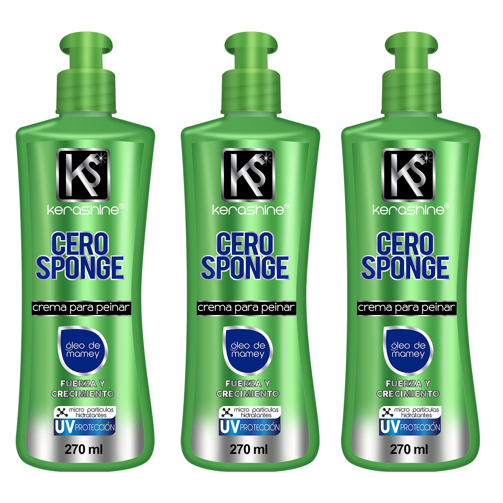 kerashine crema para peinar cero sponge 270 3 pz