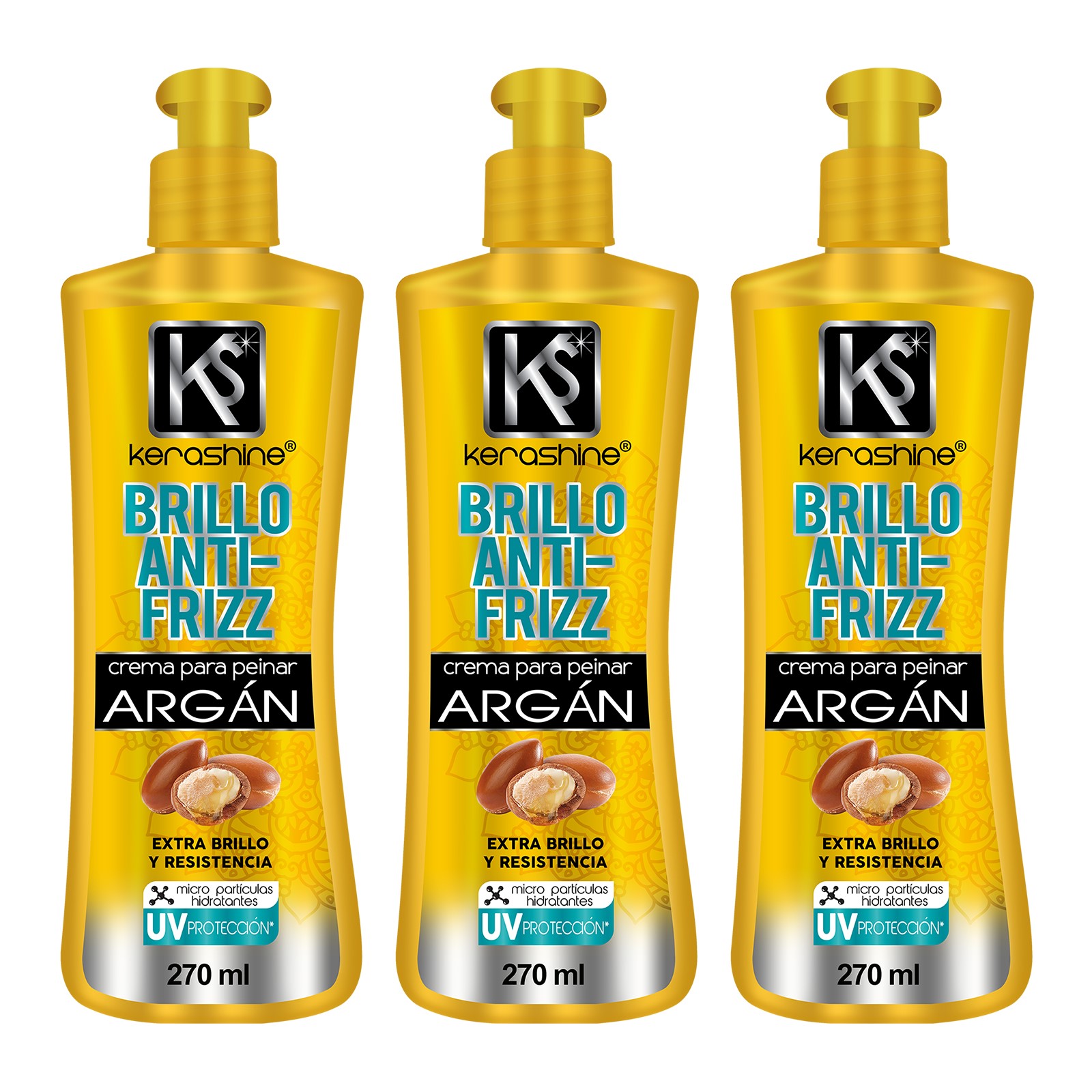 kerashine crema para peinar argan 270 - 3 pz