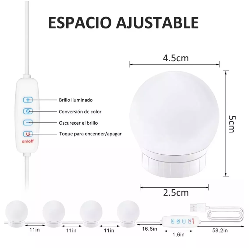 Focos Led Regulables Para Espejo De Tocador, 12 Piezas.
