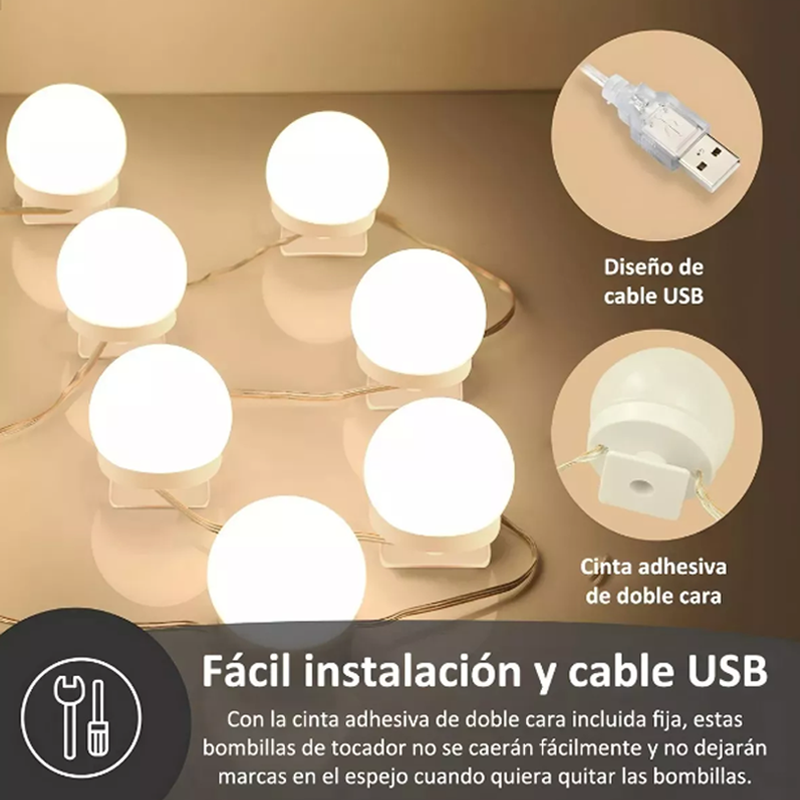 Focos Led Regulables Para Espejo De Tocador, 12 Piezas.
