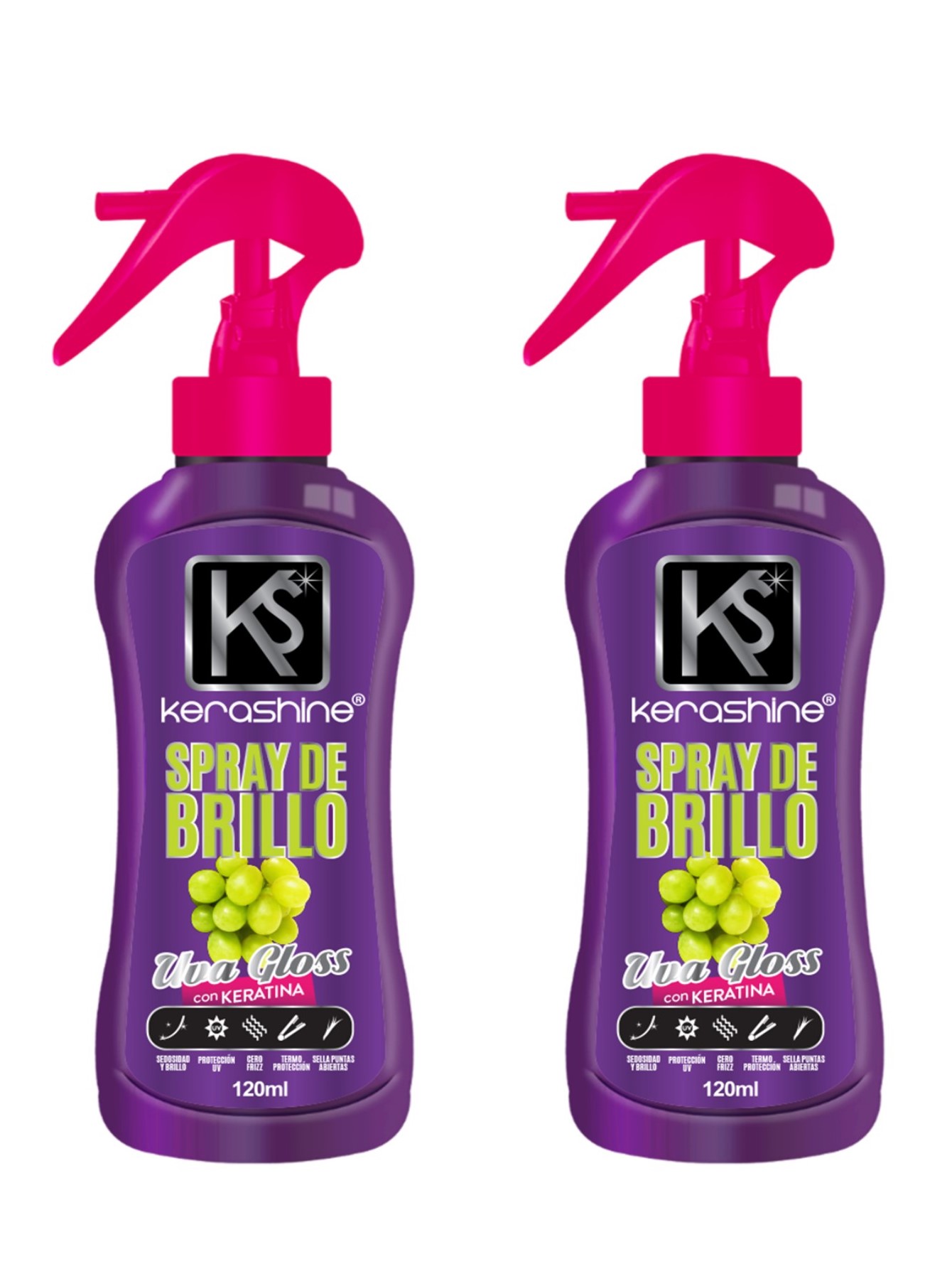 kerashine sílica spray de brillo uva gloss 120 ml-2 pz