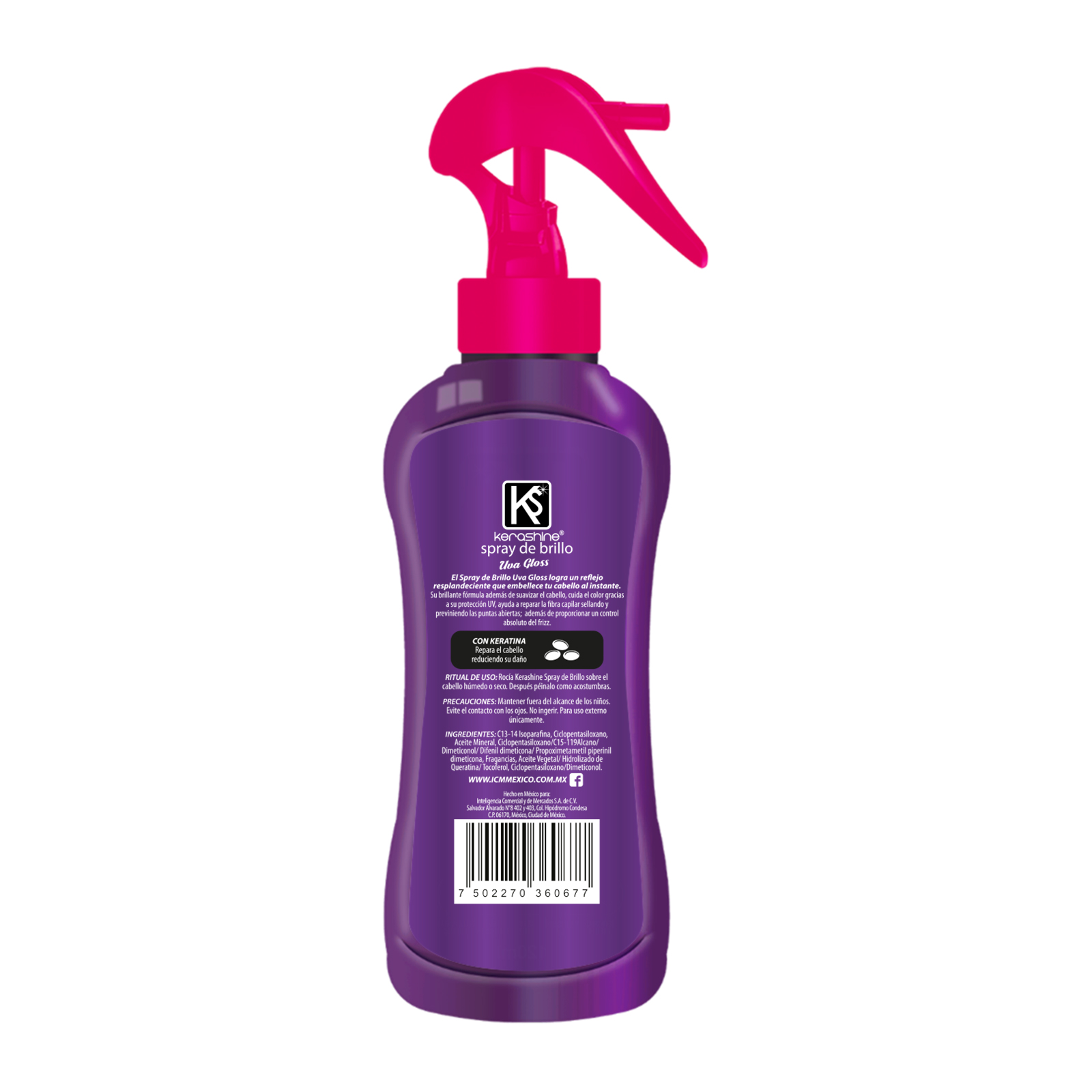 kerashine sílica spray de brillo uva gloss 120 ml-2 pz