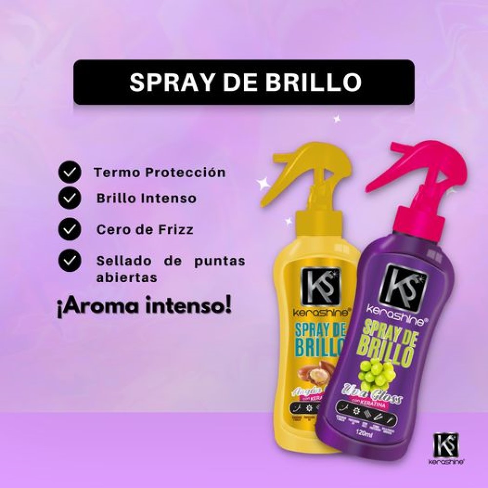 kerashine sílica spray de brillo uva gloss 120 ml-2 pz