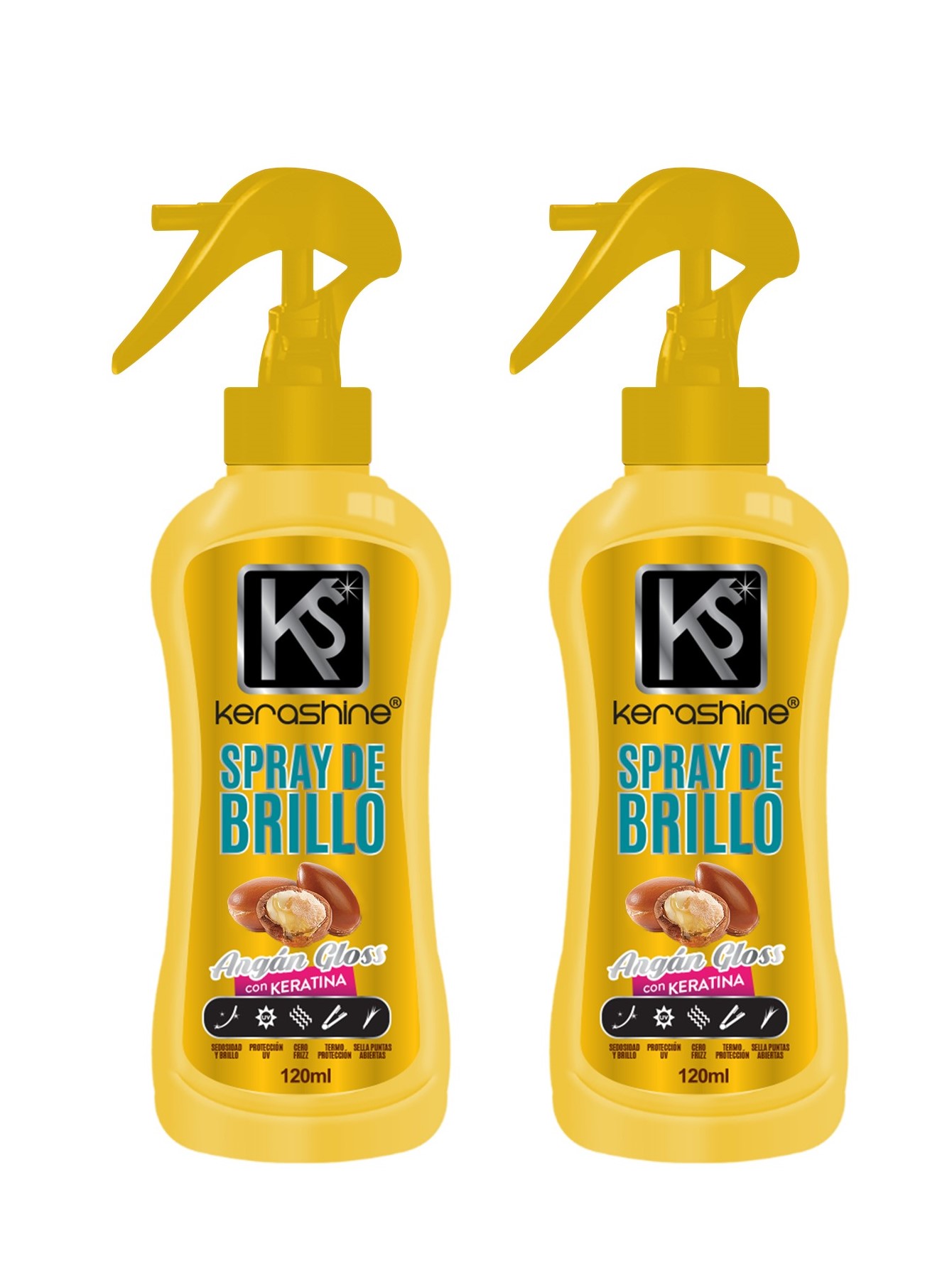 kerashine sílica spray de brillo argan gloss 120 ml - 2 pz