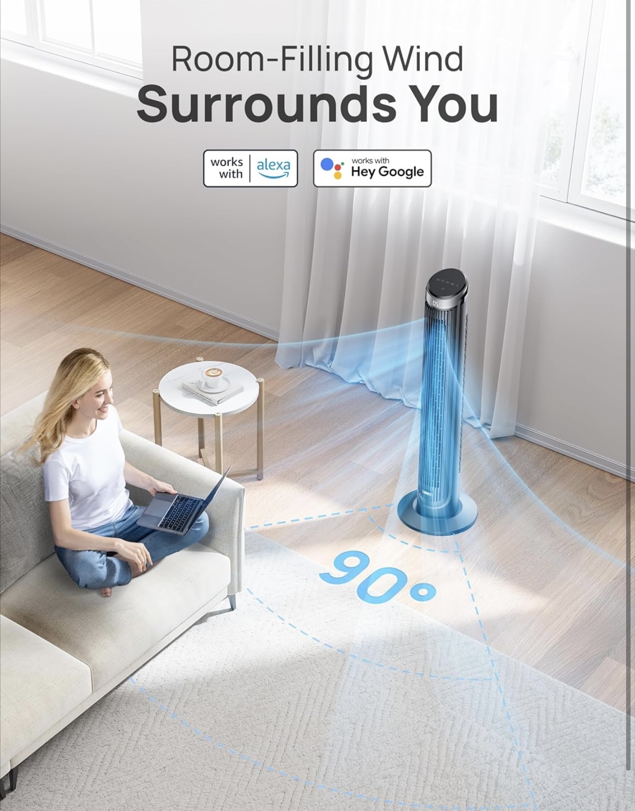 Ventilador Dreo Torre Fan Smart Fan Wifi Alexa/ Google