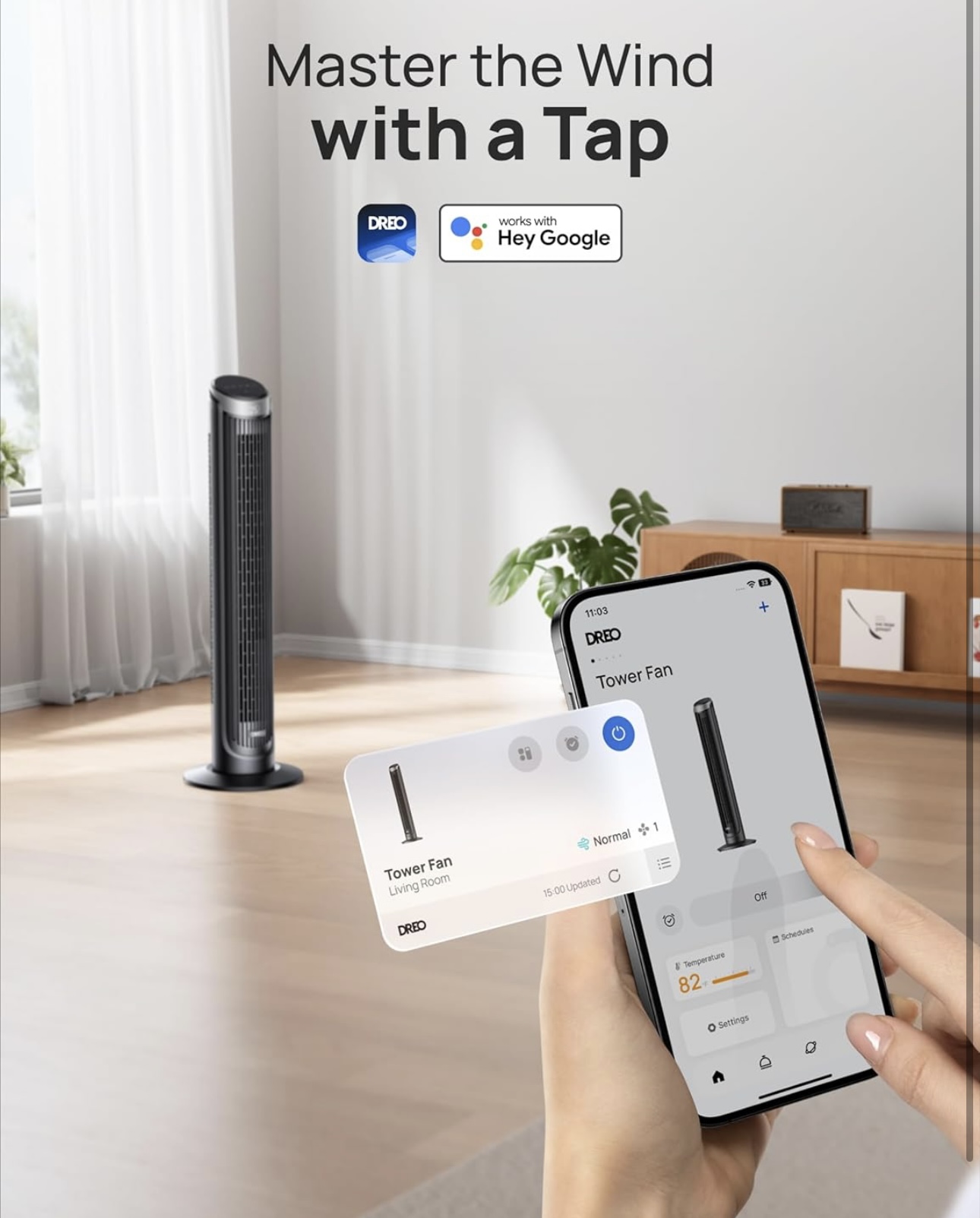 Ventilador Dreo Torre Fan Smart Fan Wifi Alexa/ Google