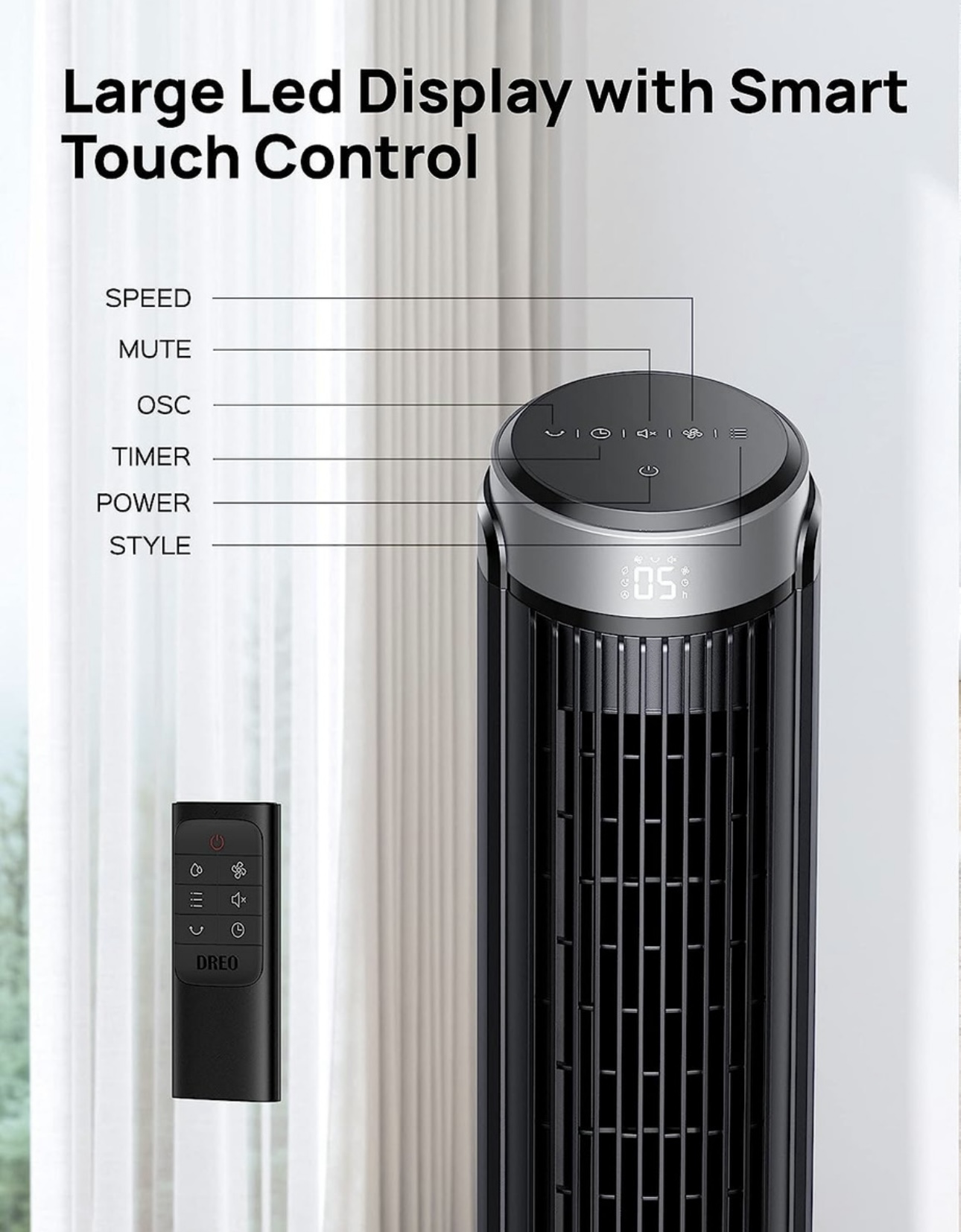Ventilador Dreo Torre Fan Smart Fan Wifi Alexa/ Google
