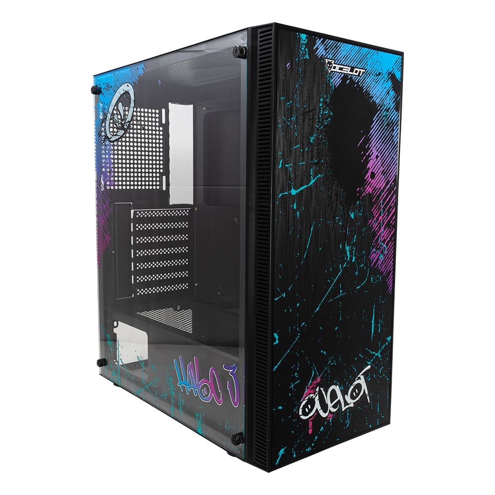 Gabinete Ocelot Gaming OC-HAVOC 3, E-ATX, Cristal Templado, incluye 3 Ventiladores ARGB, sin Fuente, Negro.