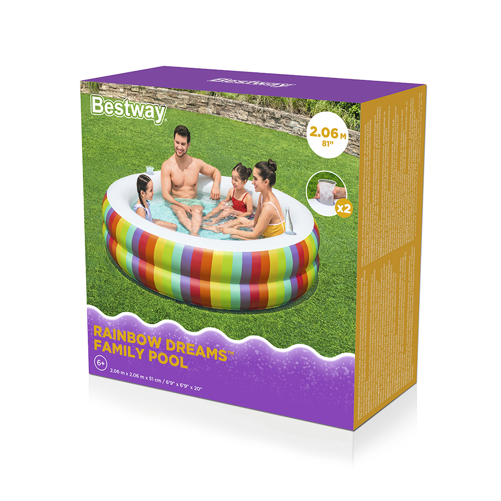Alberca Familiar Piscina Inflable Con Porta Vasos Multicolor