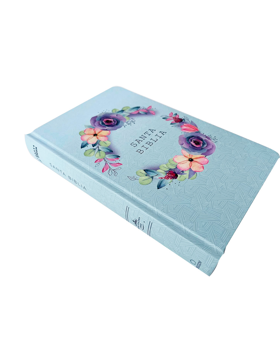 Biblia Reina Valera Color Azul con Flores