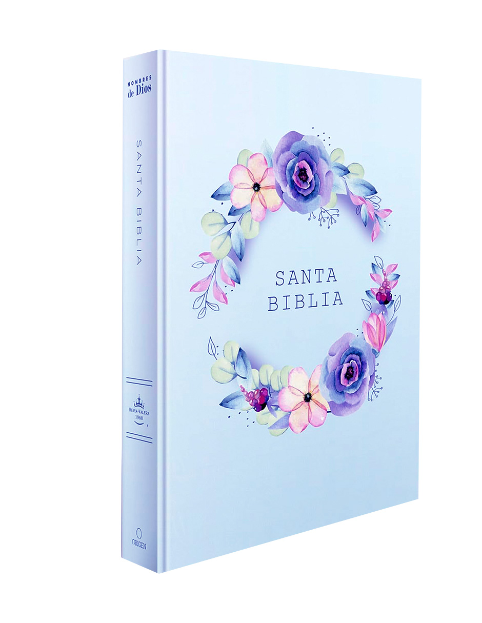 Biblia Reina Valera Color Azul con Flores