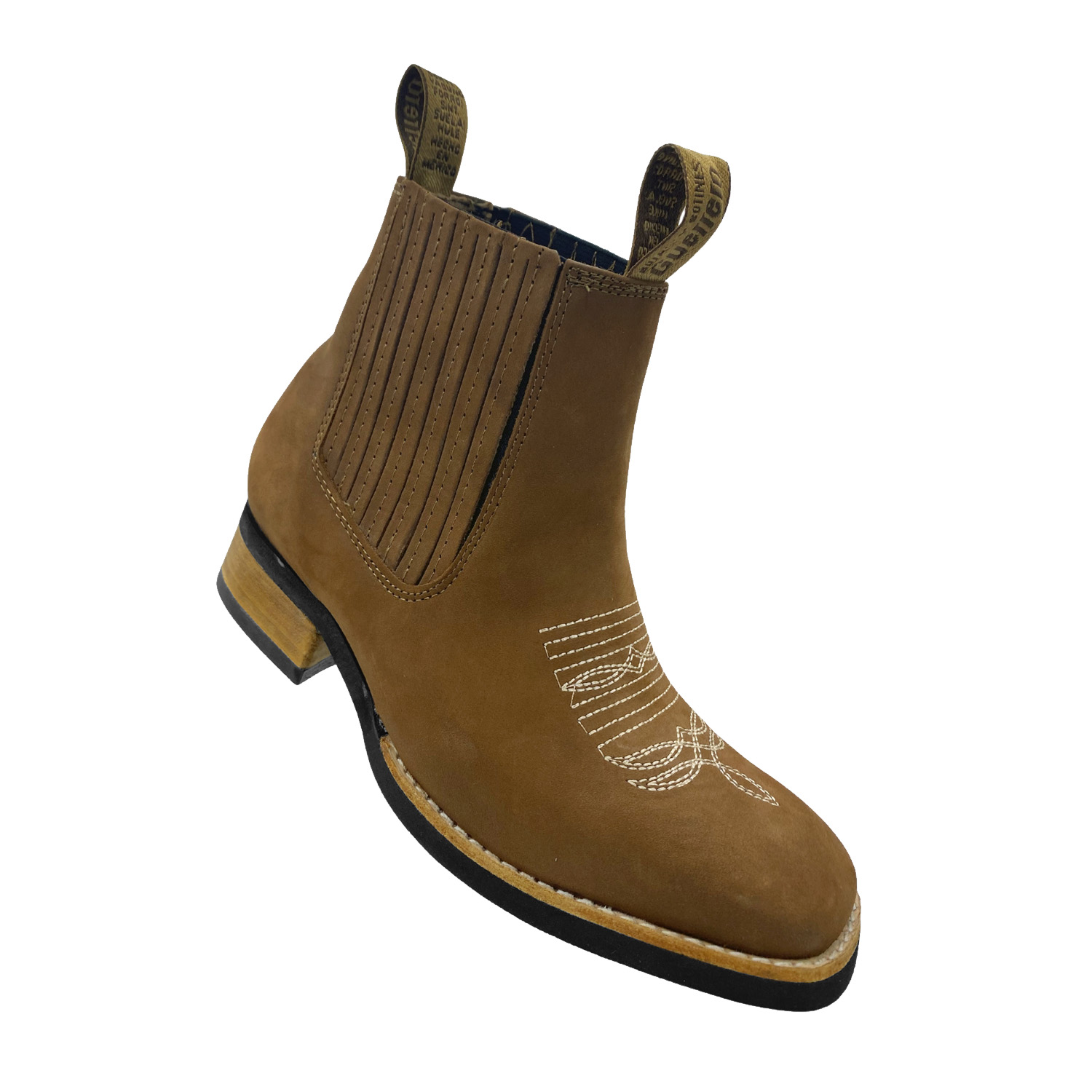 Bota Botín Vaqueras Piel Res Juvenil Rodeo Guerrero Oro