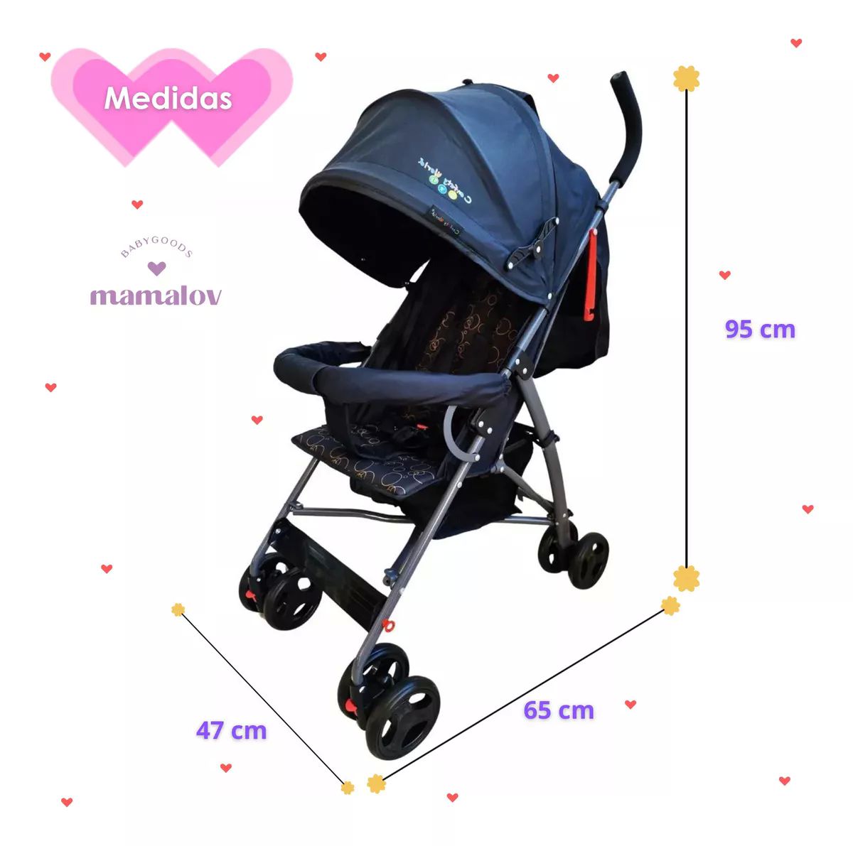 Carriola Para Bebés Plegable Tipo Bastón Confety Zoé - Negro