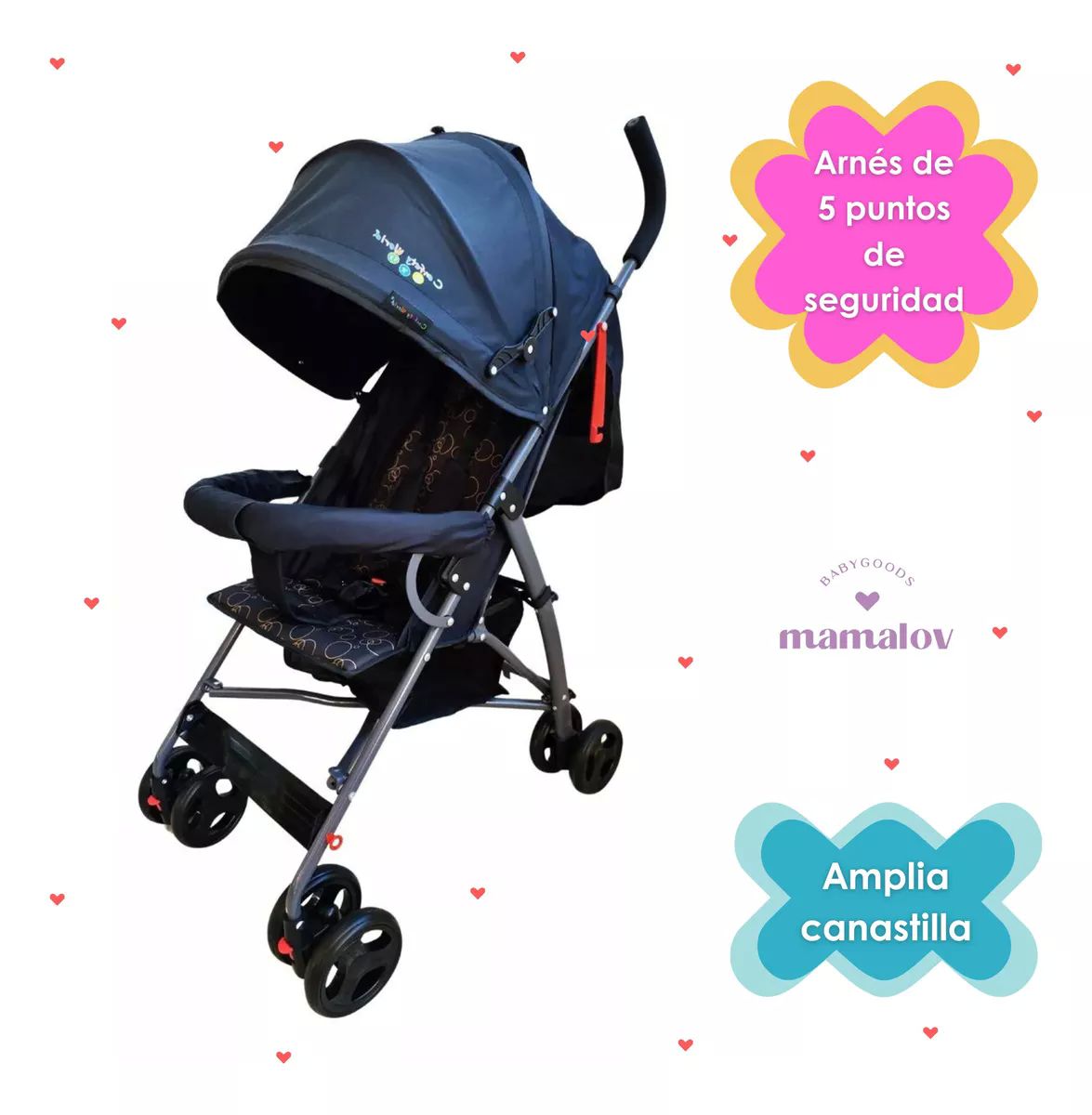 Carriola Para Bebés Plegable Tipo Bastón Confety Zoé - Negro