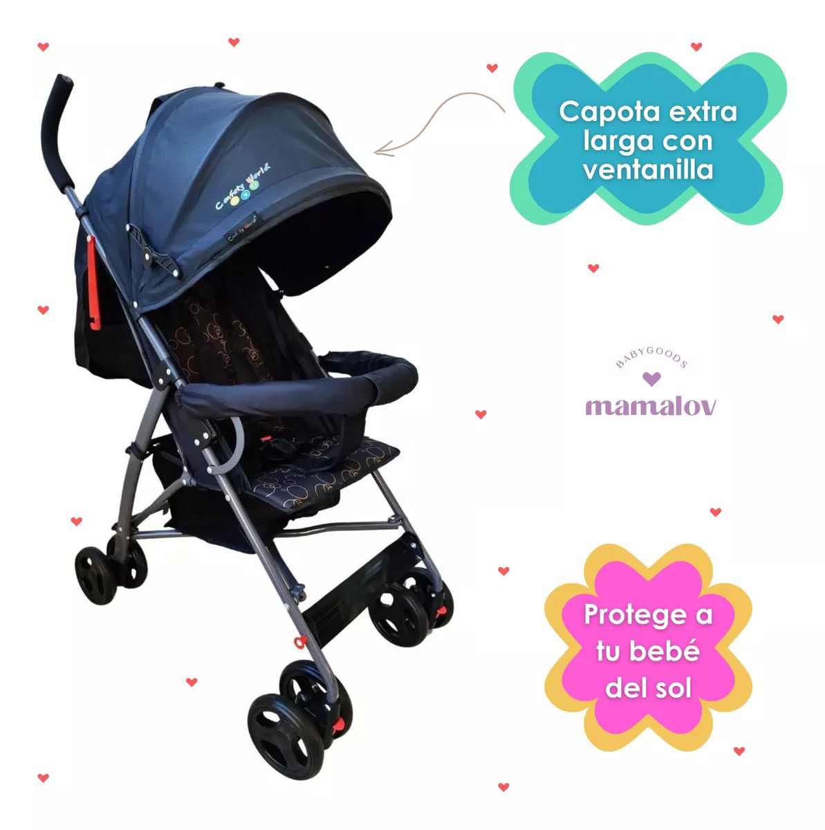 Carriola Para Bebés Plegable Tipo Bastón Confety Zoé - Negro