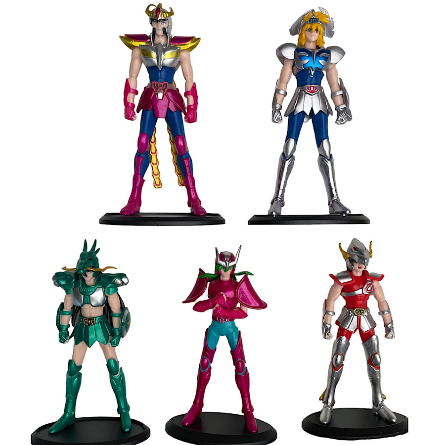Kit de 5 Figuras Caballeros de Bronce Seiya Hyoga Shiryu Ikki Shun Caballeros Del Zodiaco