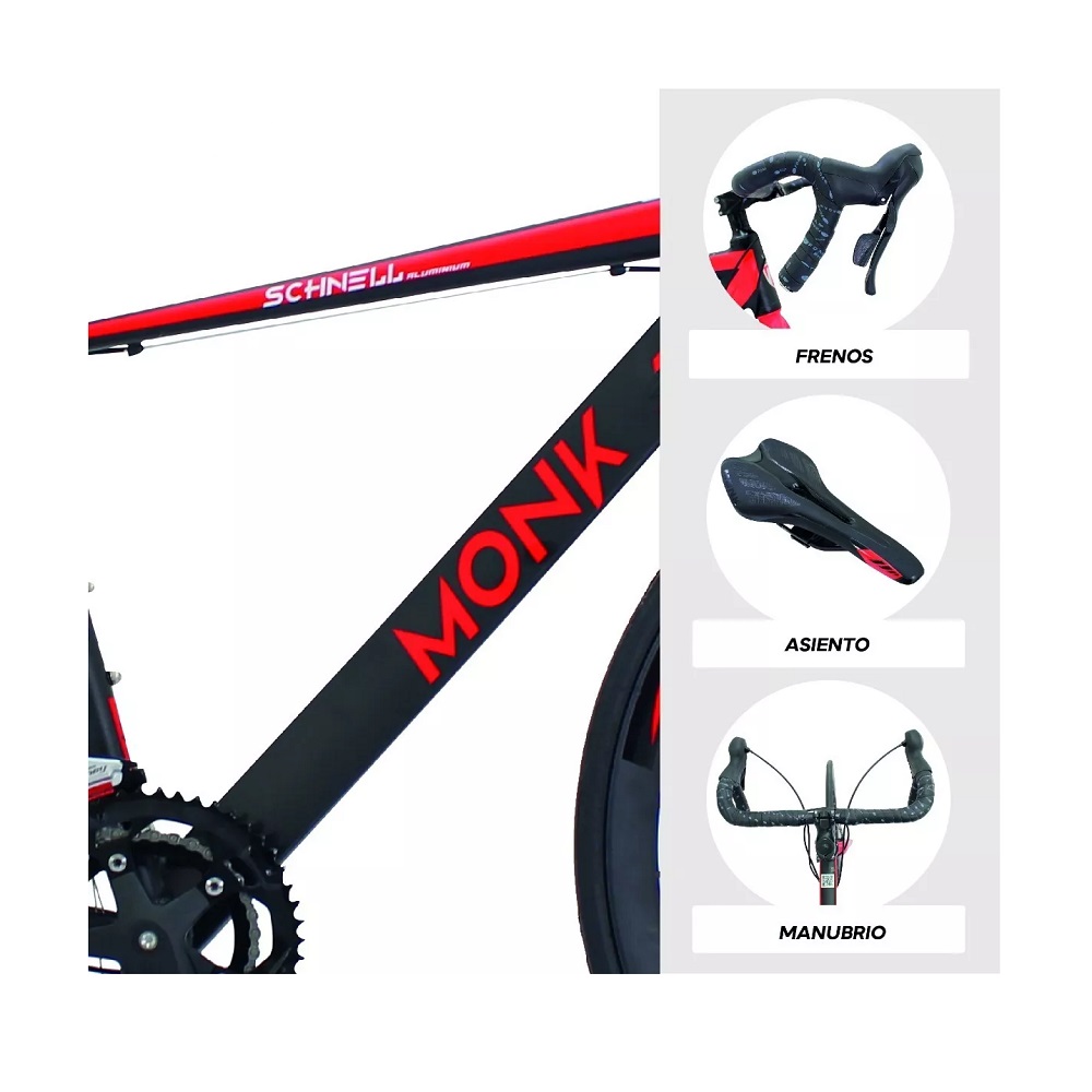 Bicicleta De Ruta Schnell Rodada 700 Shimano Color Rojo