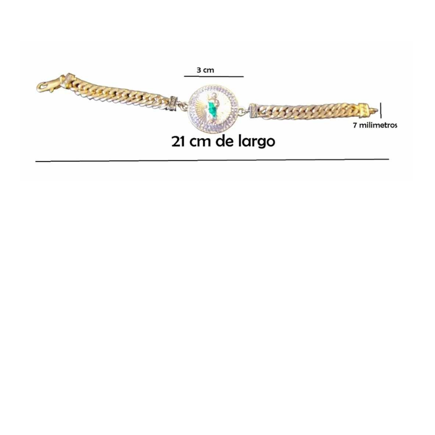 Esclava/Pulsera San Judas Tadeo de oro laminado de 18 kilates, medalla redonda