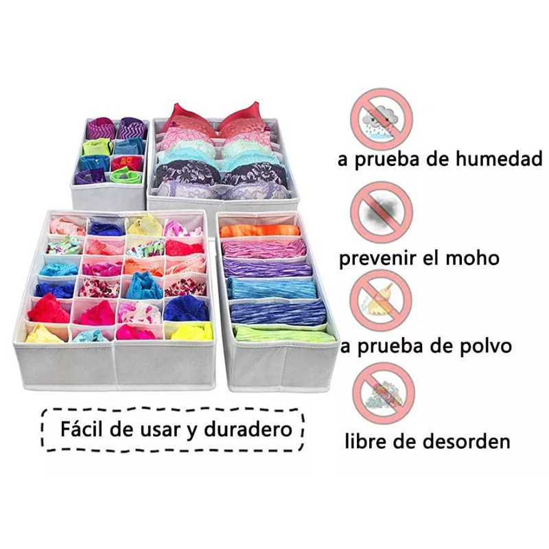 4 Set Plegable Caja Almacenamiento Ropa Interior Organizador