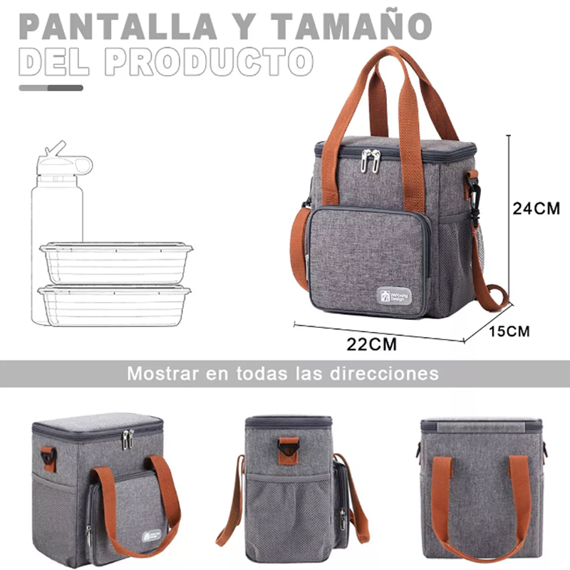 Lonchera Térmica De Gran Capacidad Con Correas hombro