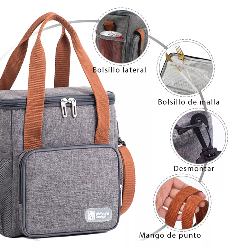 Lonchera Térmica De Gran Capacidad Con Correas hombro