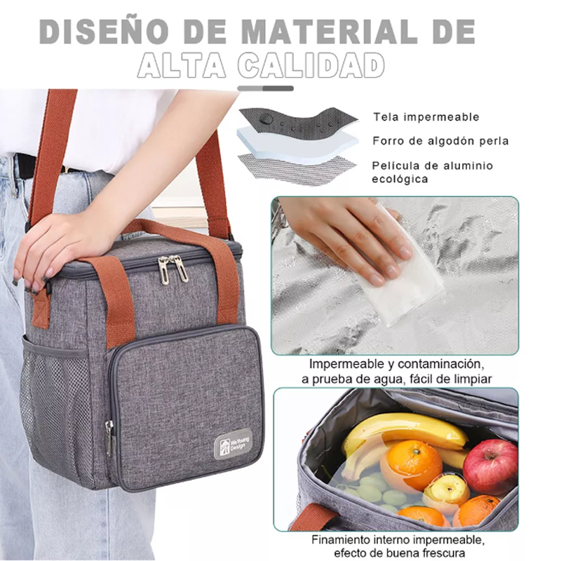 Lonchera Térmica De Gran Capacidad Con Correas hombro