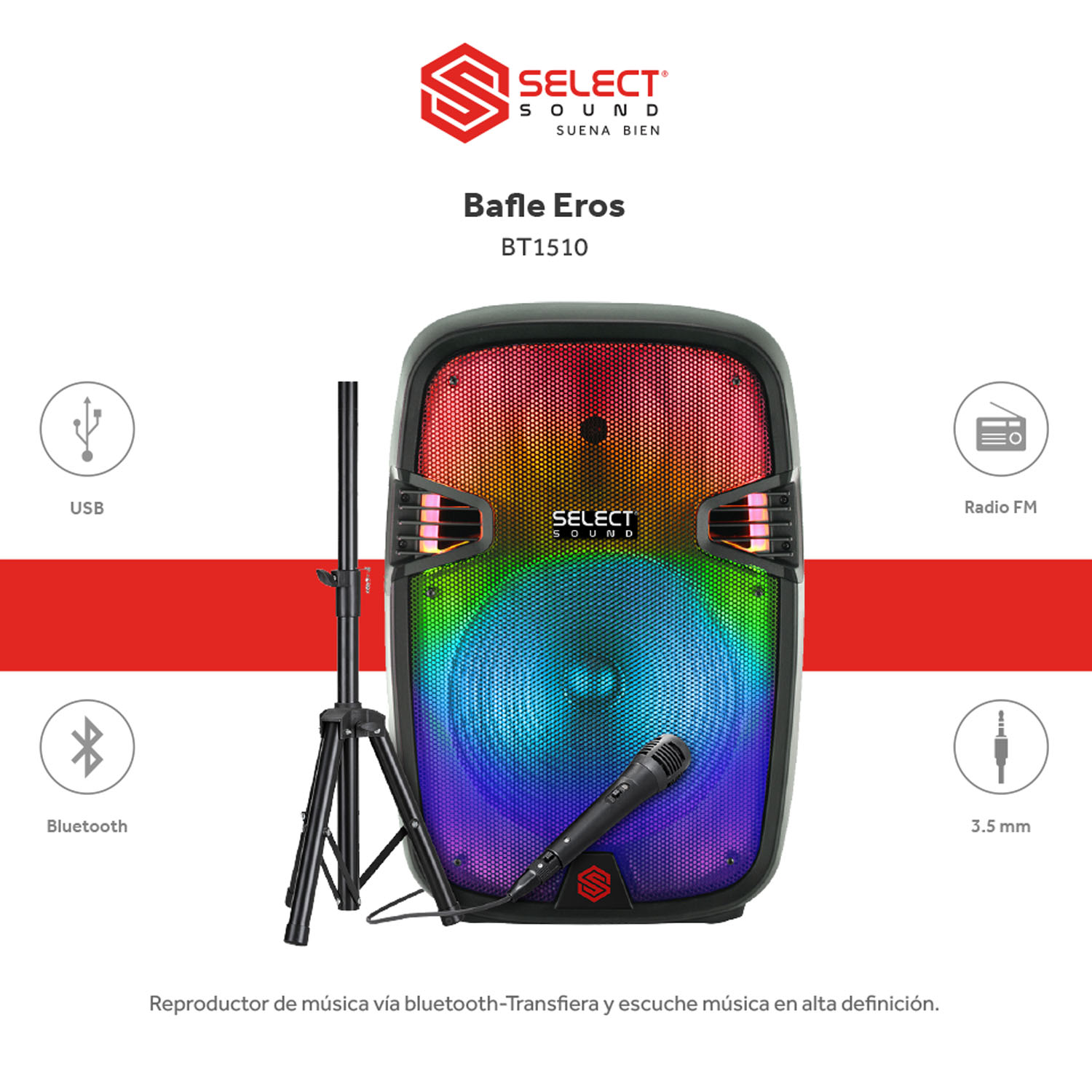Bafle 15 Pulgadas Eros Select Sound BT1510 con TWS Bluetooth