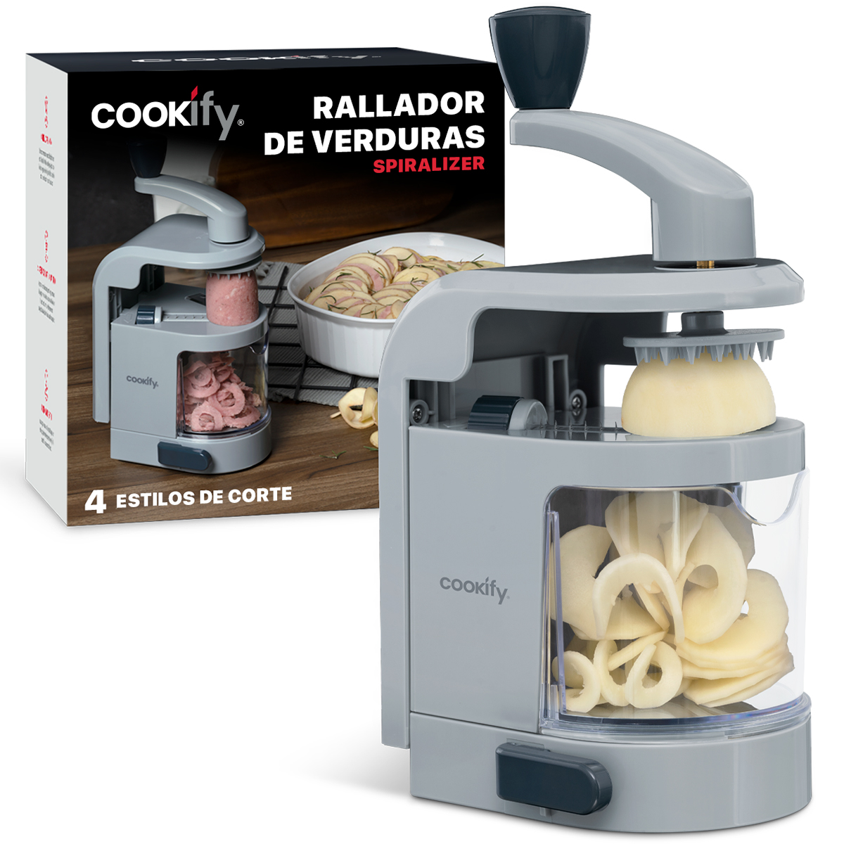 Espiralizador Rallador Cortador Para Verduras En Espiral De Cookify