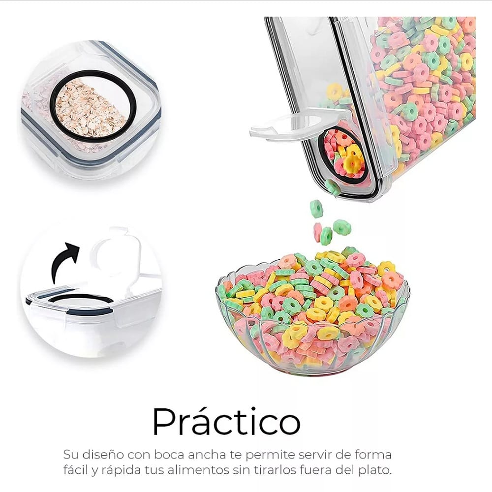 4 Contenedores Herméticos Cereal Multifunción Topper 2.5 L