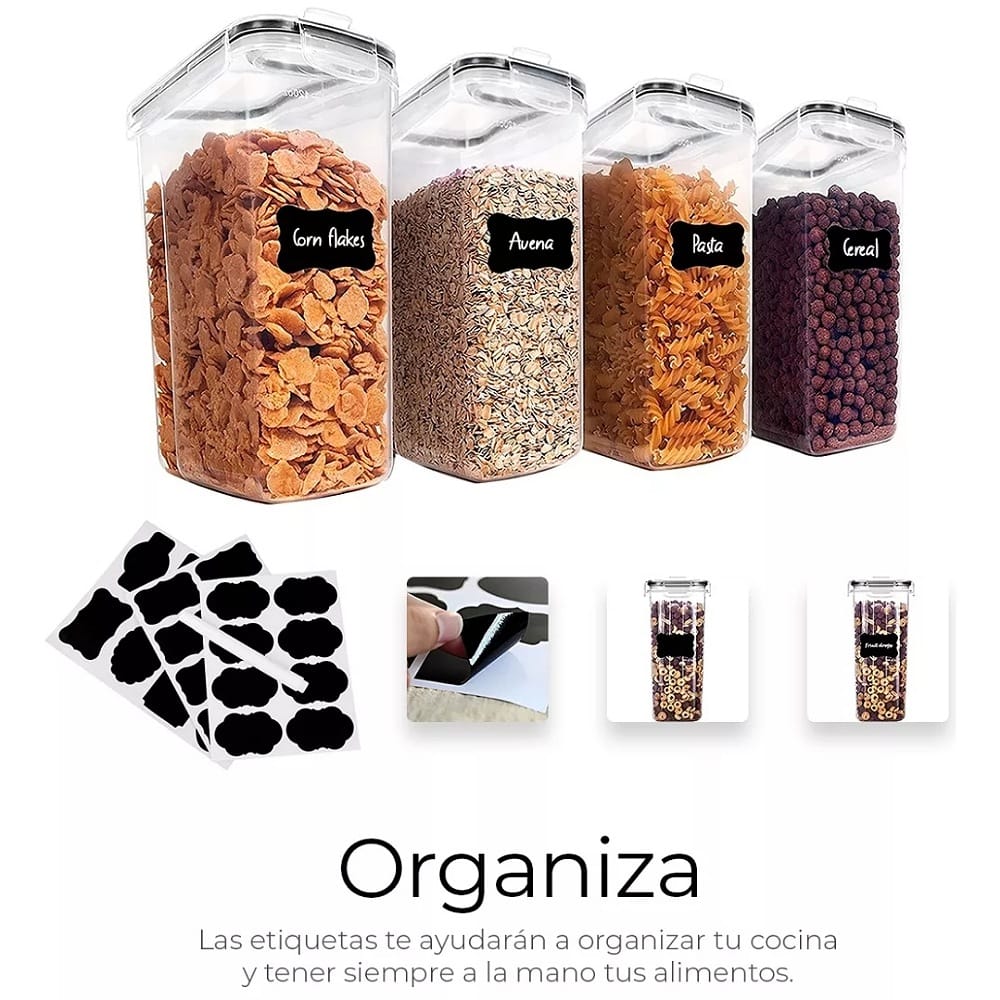 4 Contenedores Herméticos Cereal Multifunción Topper 2.5 L