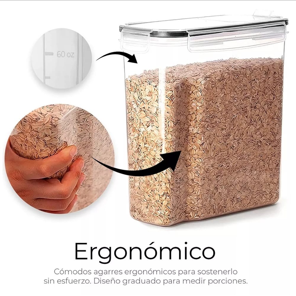 4 Contenedores Herméticos Cereal Multifunción Topper 2.5 L