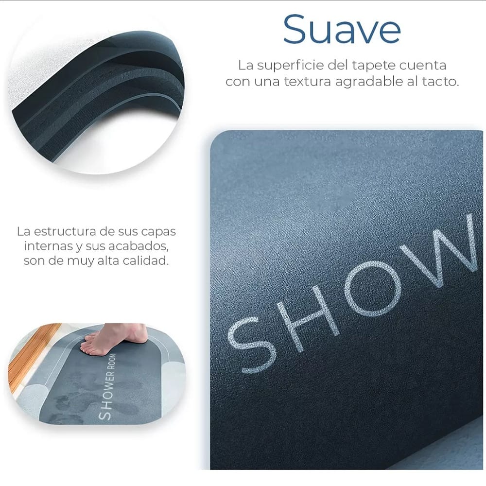 Tapete Absorbente Alfombrilla Secado Rápido Para Baño