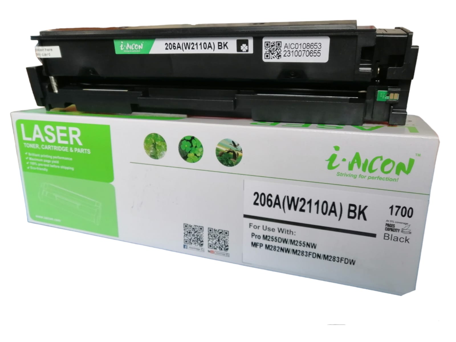 Cartucho tóner IAICON compatible para uso en W2110 A, color black (206 A), para uso en HP  Pro M255 A, M282 A, M283 A.