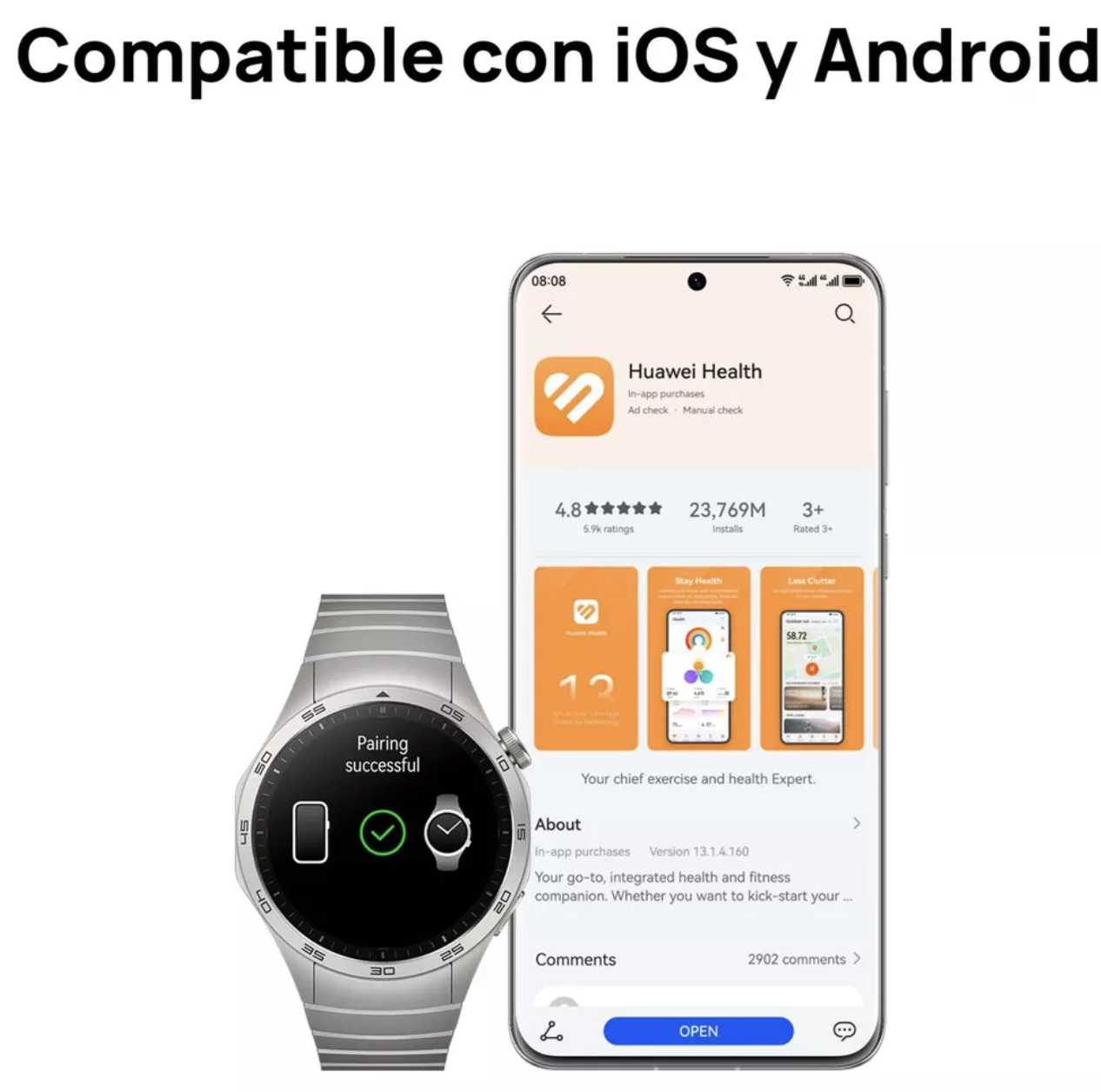 Smartwatch Huawei Watch Gt 4 46mm Plateado Correa Café