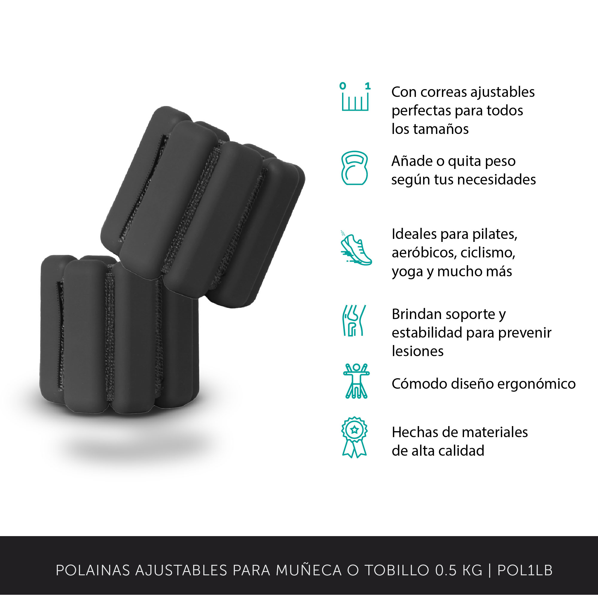 Set de 2 Polainas 1/2 LB C/U Para Muñeca y/o Tobillo Ayara POL1LB