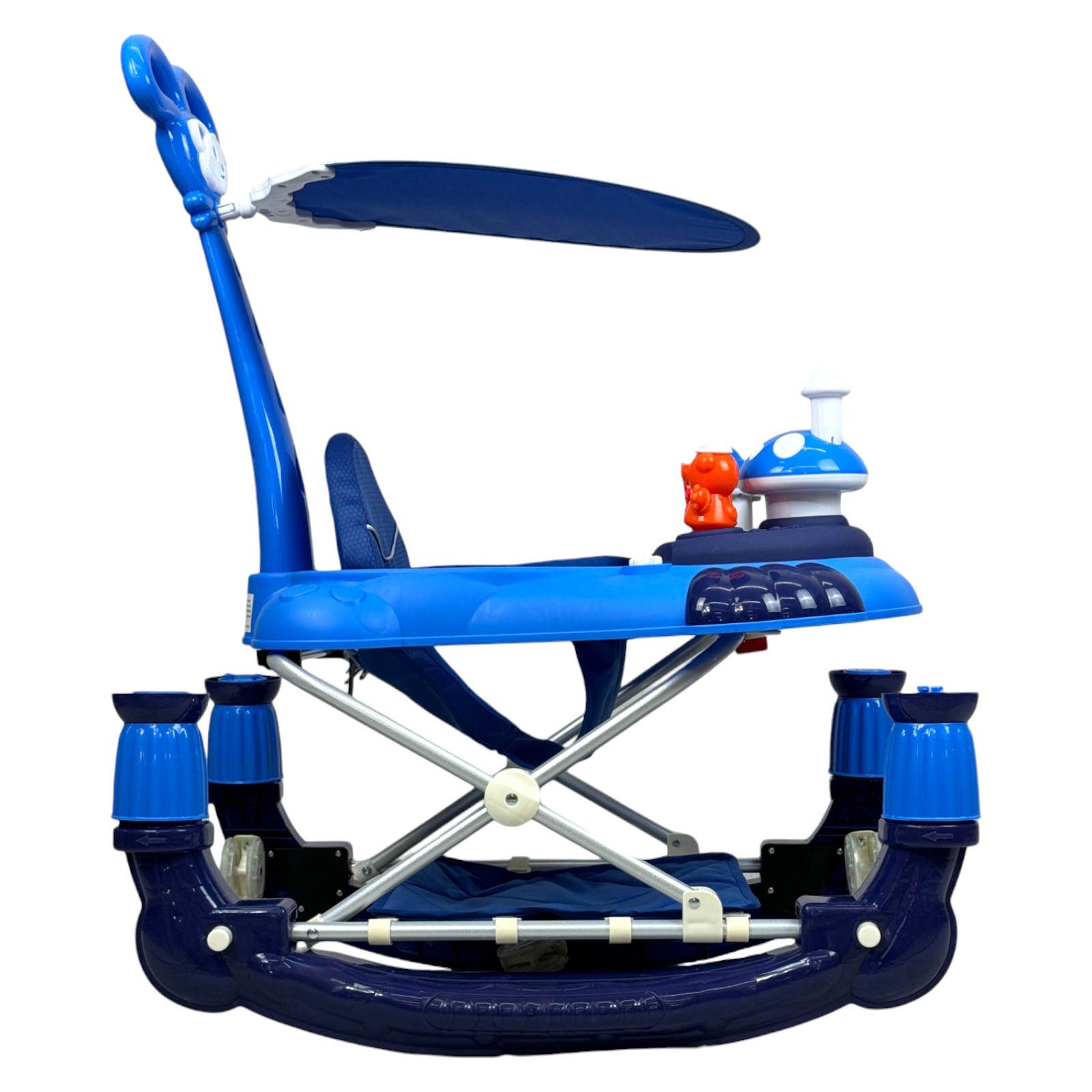 Andadera para Bebe Caminadora Plegable 3en1 Juguetero Musical Mecedora Hongo  - Azul.