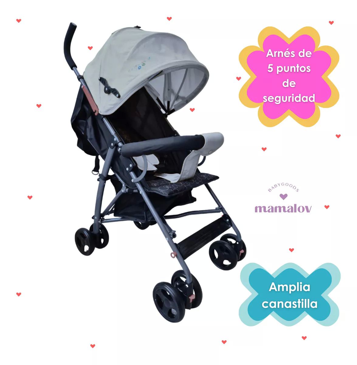 Carriola Para Bebés Plegable Tipo Bastón Confety Zoé - Gris