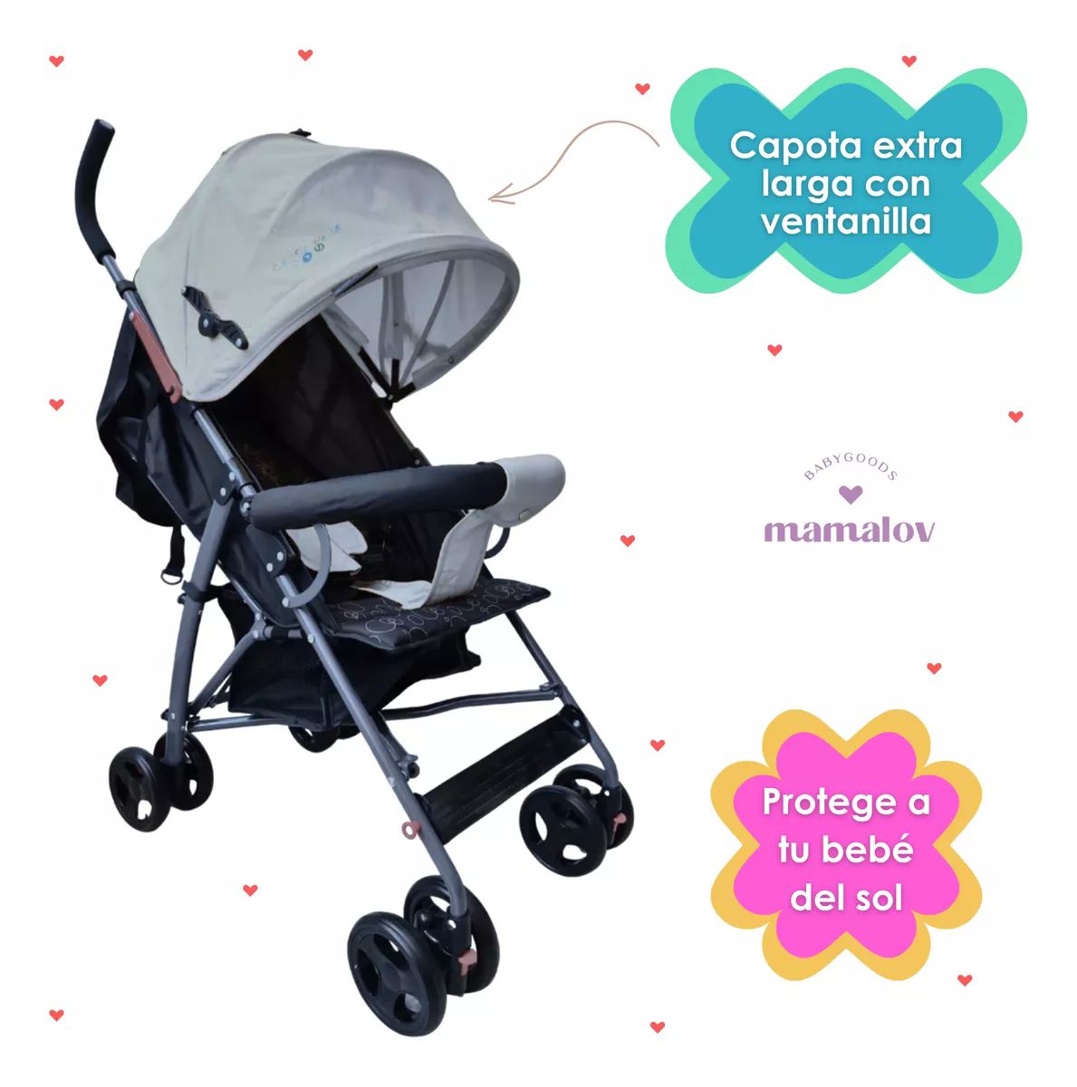 Carriola Para Bebés Plegable Tipo Bastón Confety Zoé - Gris