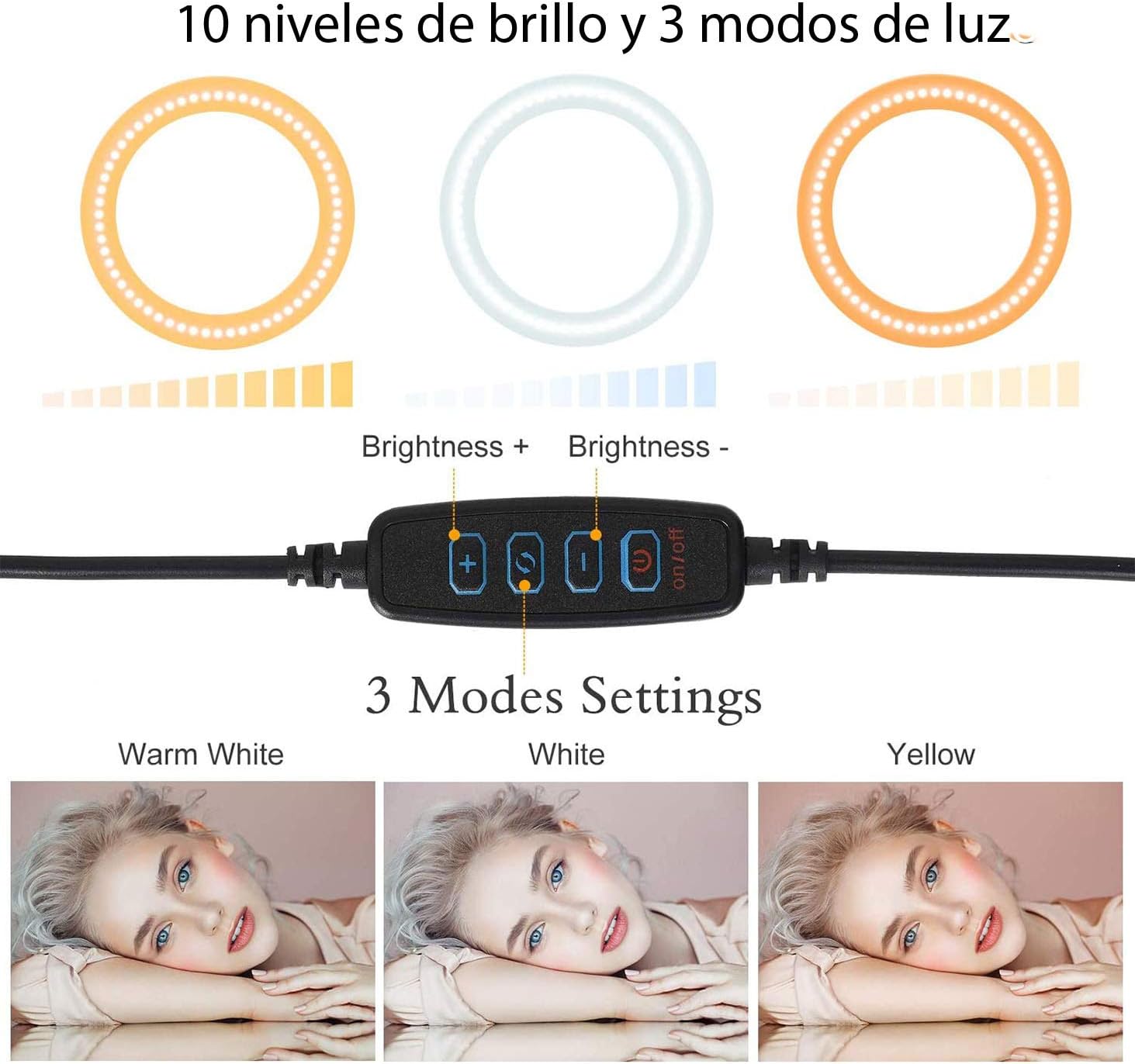 Aro de Luz para Selfie de 10" con Tripie.