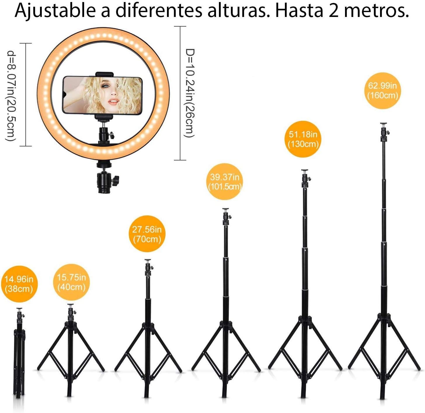 Aro de Luz para Selfie de 10" con Tripie.