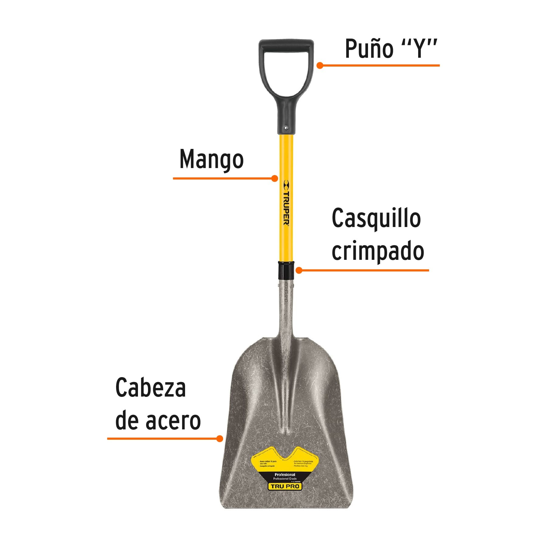 PALA CARBONERA TRU PRO, PUÑO "Y", MANGO DE FIBRA DE VIDRIO 17153