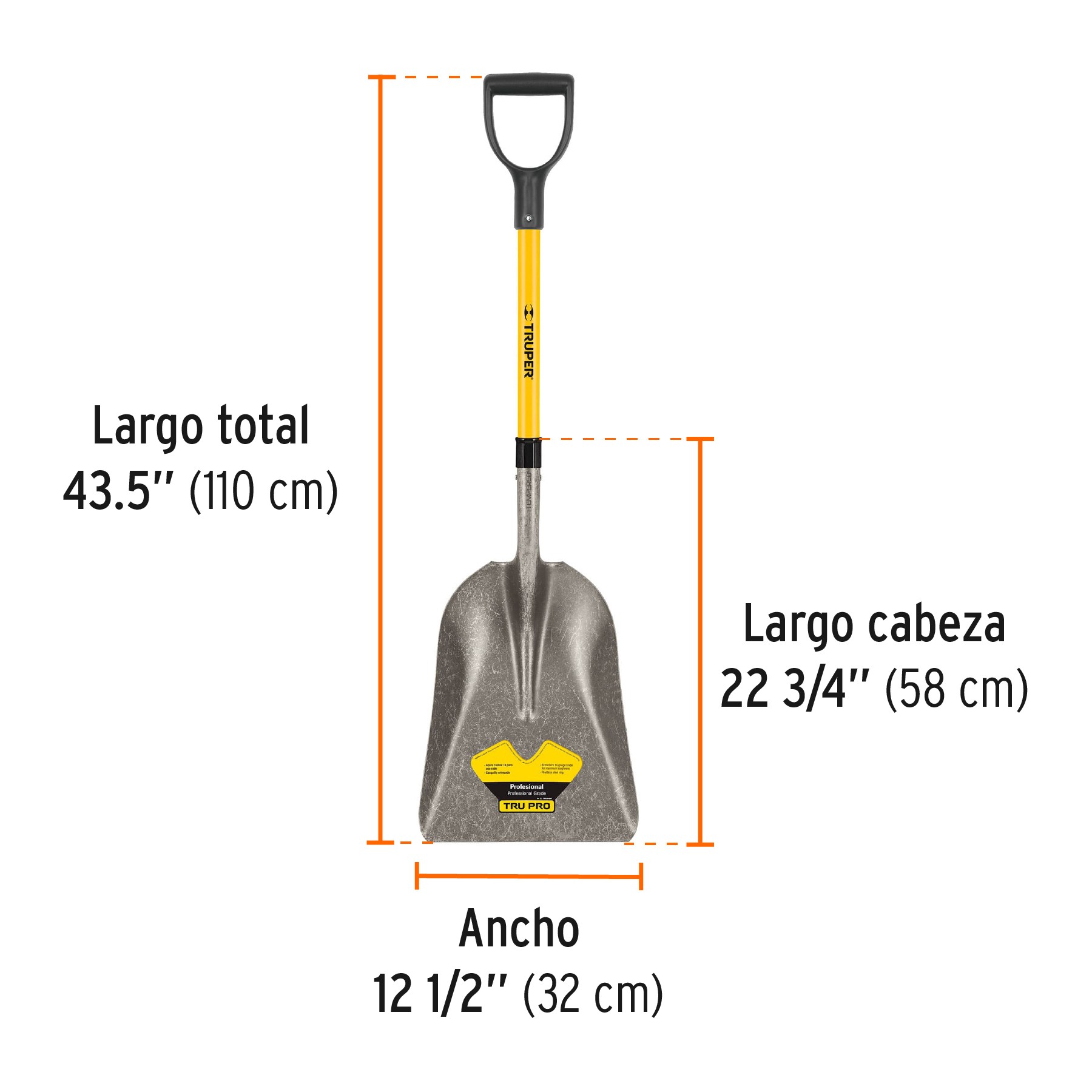 PALA CARBONERA TRU PRO, PUÑO "Y", MANGO DE FIBRA DE VIDRIO 17153