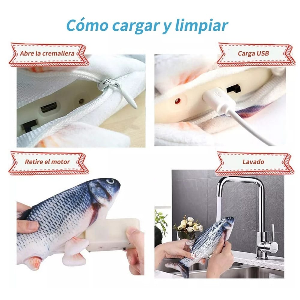 Juguete De Gato Pez Bailando Eléctrico Hierba Gatera Gracioso