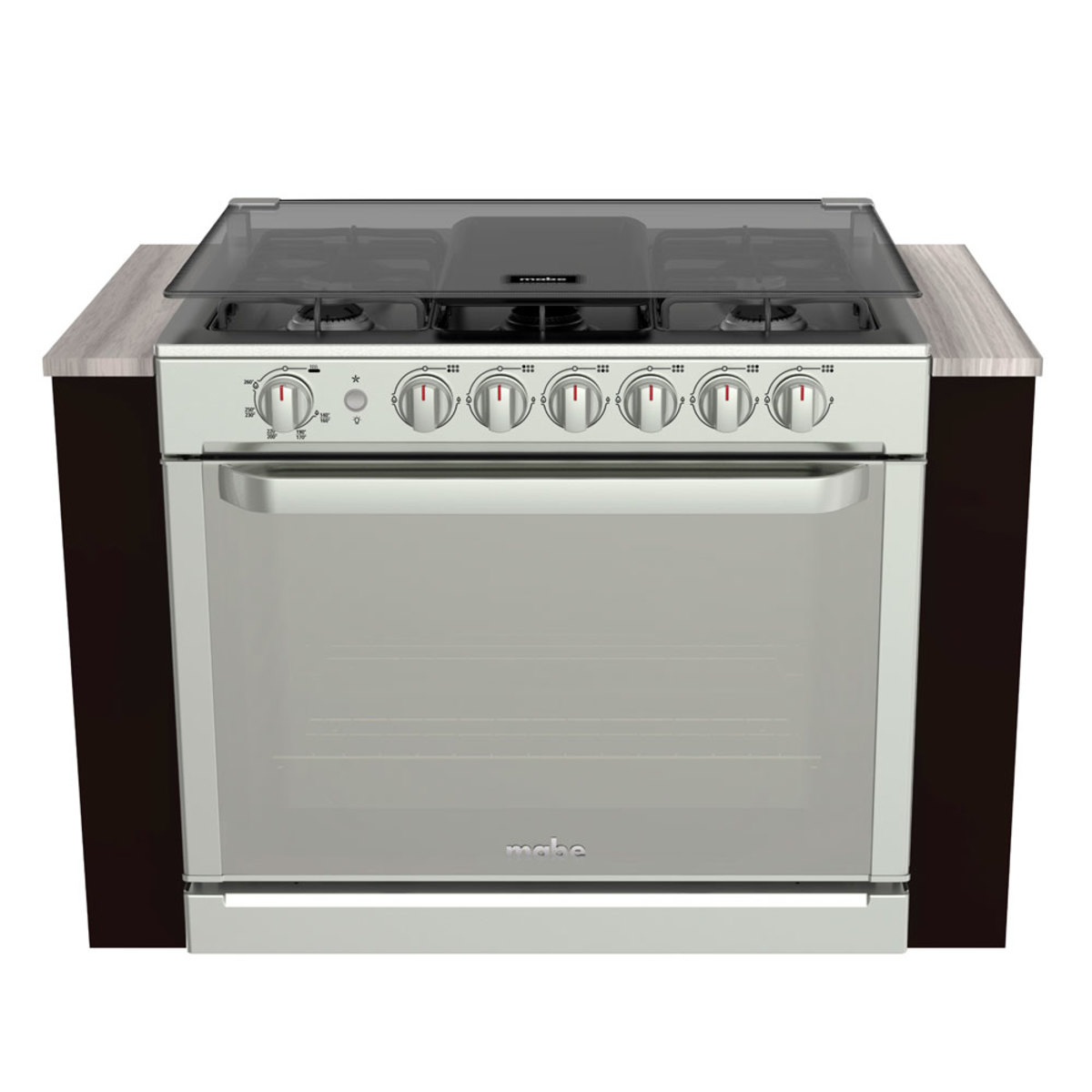 Estufa empotrable Mabe Diseño MA0C80300C a gas/eléctrica 6 quemadores inoxidable 127V puerta ciega 99L