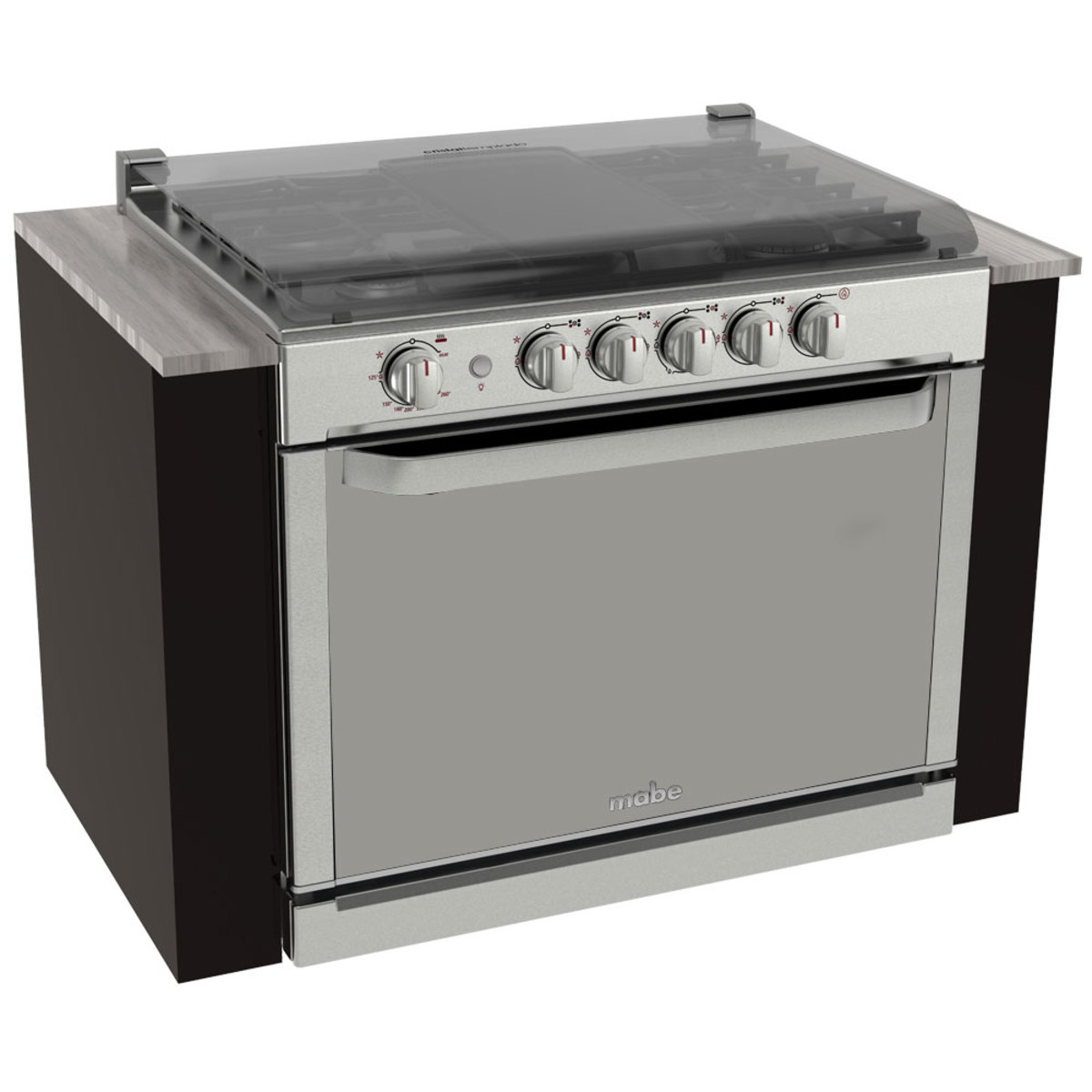 Estufa empotrable Mabe Diseño MA0C80300C a gas/eléctrica 6 quemadores inoxidable 127V puerta ciega 99L