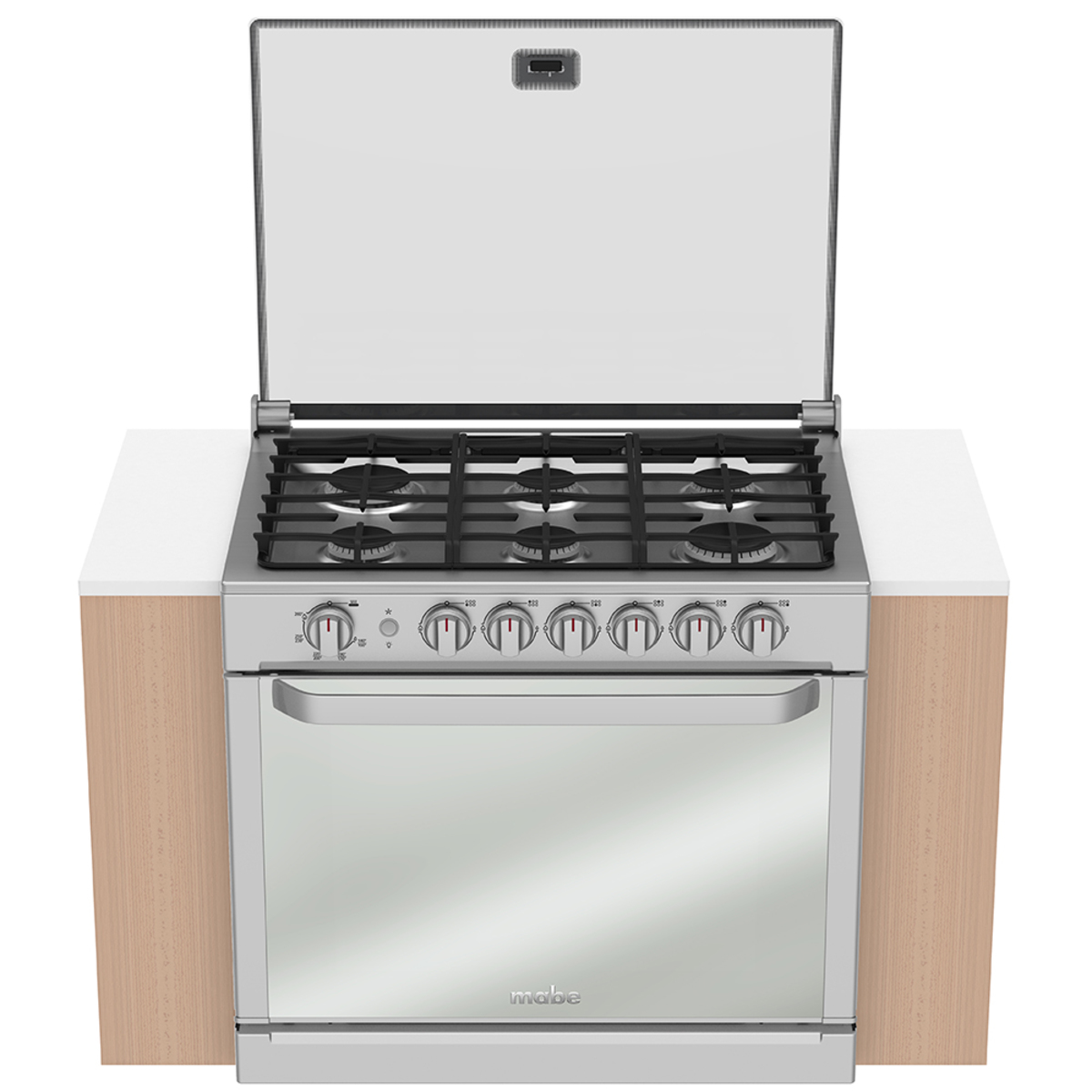 Estufa empotrable Mabe Diseño MA0C80300C a gas/eléctrica 6 quemadores inoxidable 127V puerta ciega 99L