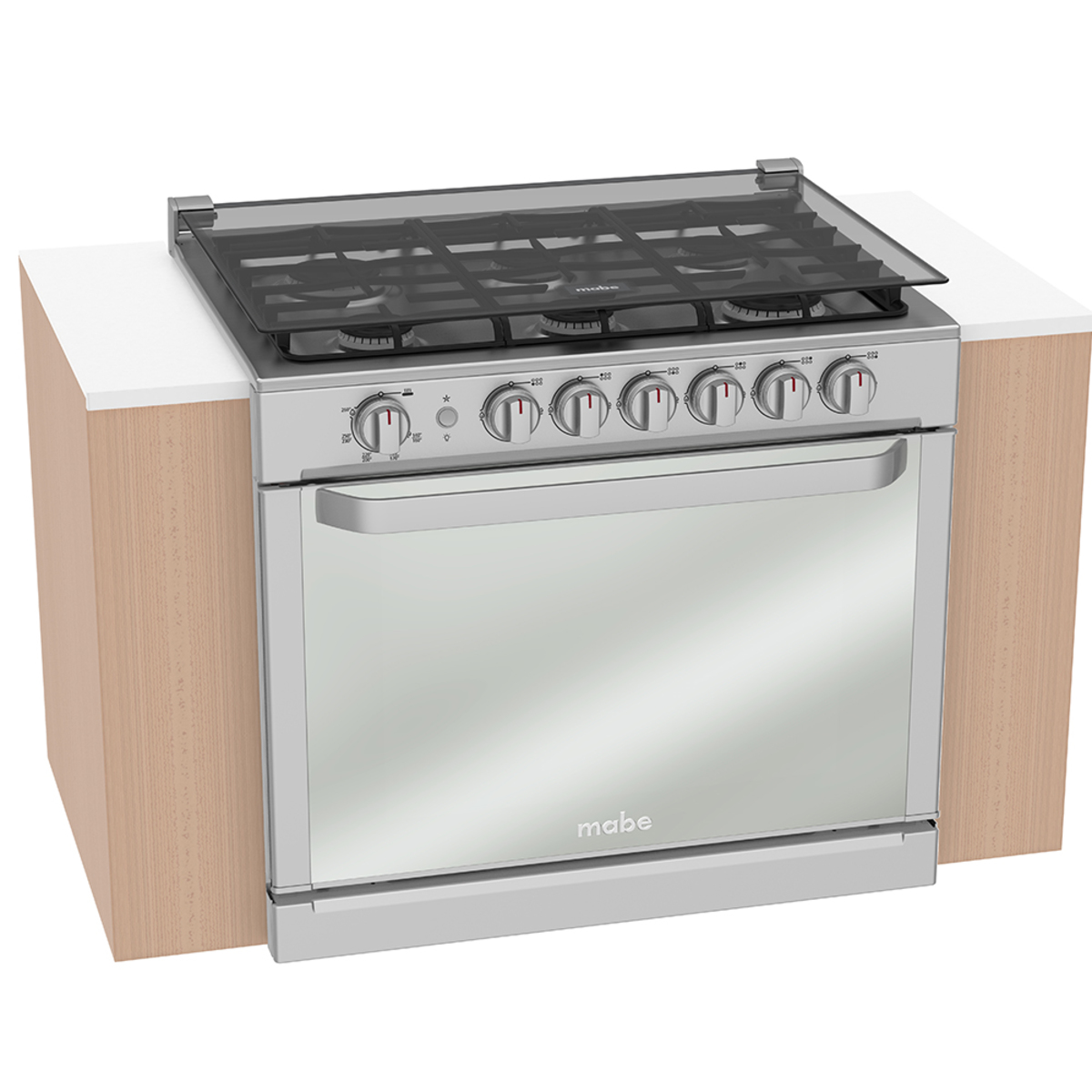 Estufa empotrable Mabe Diseño MA0C80300C a gas/eléctrica 6 quemadores inoxidable 127V puerta ciega 99L
