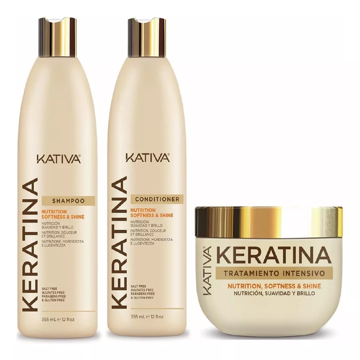 Kit KATIVA Keratina shampoo + acondicionador + tratamiento  250ml